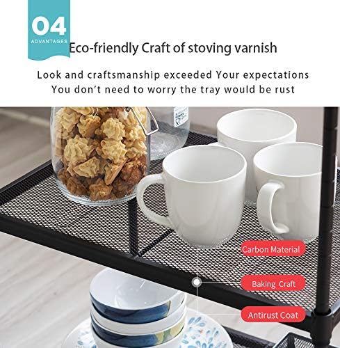 OVICAR 3-Tier Steel Wire Storage Shelving Unit with Wheels