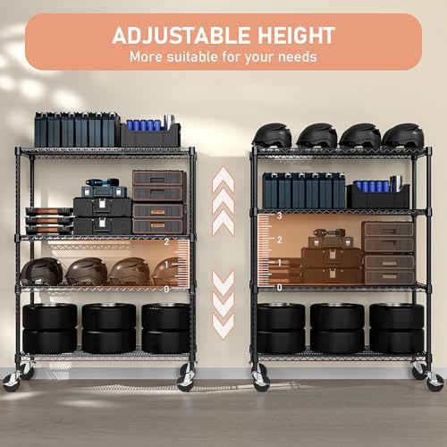Heavy Duty 4 Tier Metal Shelving Unit Black