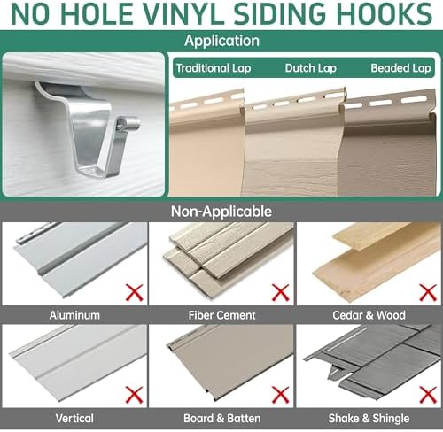 Vinyl Siding Hooks 30 Pack Heavy Duty No Drill Hangers
