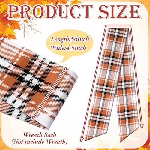 Fall Plaid Wreath Sash for Front Door and Garland