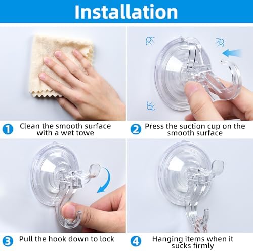 ANDGOO 30 Pack Heavy Duty Shower Suction Hooks