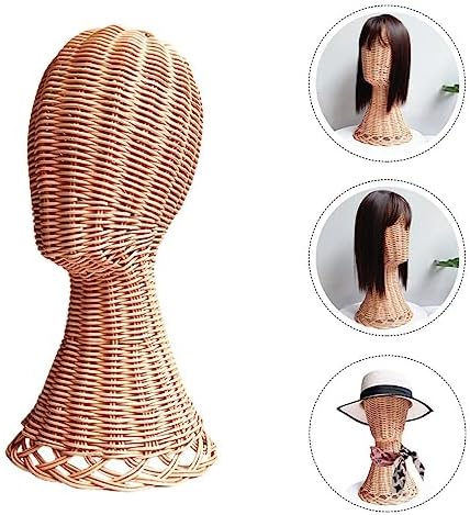 EXCEART Rattan Hat Display Stand for Wigs and Caps