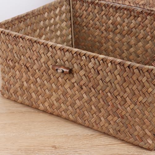 FEILANDUO Wicker Shelf Baskets with Lid 1