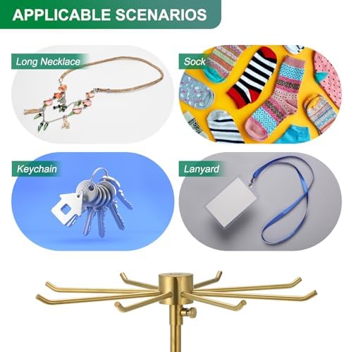 Uxcell Keychain Display Stand 1Pcs - 2 Layer Rotating Jewelry Holder with 8 Hooks
