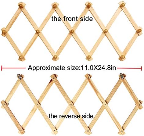 AMAPON Expandable Wall Wooden Coat Rack 13 Hooks