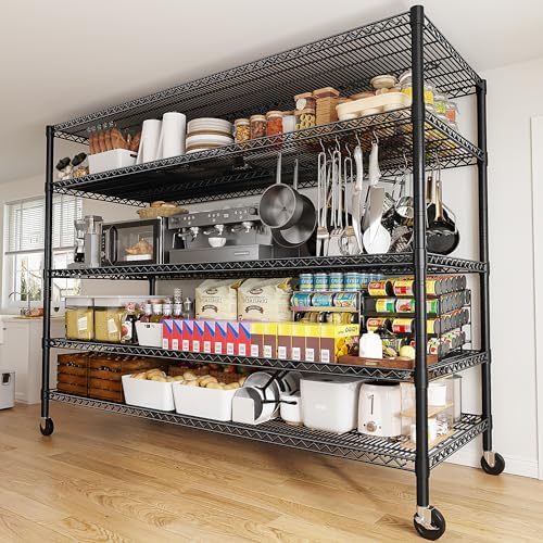 REIBII 857 Inch Heavy Duty Storage Shelving Unit with Wheels and Feet
