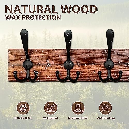 IBosins Wall Mounted Coat Rack with 8 Black Tri Hooks
