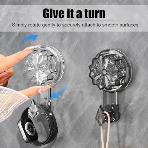 4Pcs Suction Hooks Heavy Duty Wreath Hangers Waterproof Reusable for Bathroom Kitchen Bedroom Living Room Cabinet