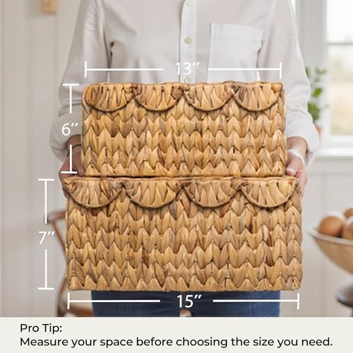 StorageWorks Wicker Basket with Scallop Lid 13x9x6