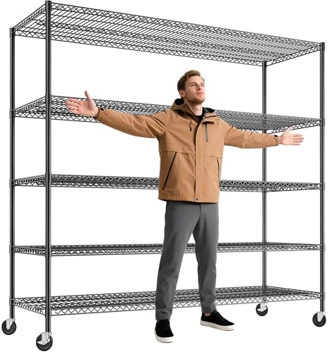 REIBII 857 Inch Heavy Duty Storage Shelving Unit with Wheels and Feet