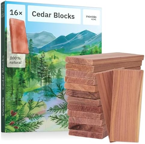 16 American Cedar Wood Blocks for Moth Protection and Fresh Scent