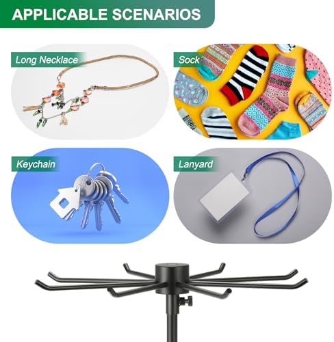 Uxcell Keychain Display Stand with 8 Hooks and 360 Degree Rotation