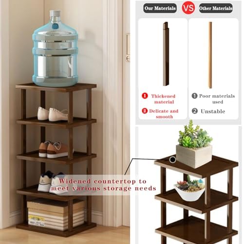 Vertical Bamboo Shoe Rack with 7 Tiers for Small Spaces