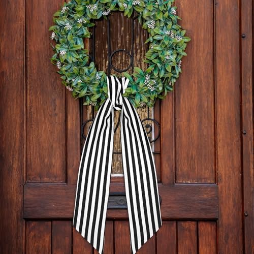 XunYee 6 Piece Black and White Wreath Sash Set