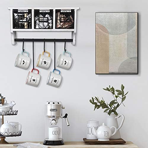 Butizone Rustic Wall Mounted Coat Rack with Hooks and Baskets