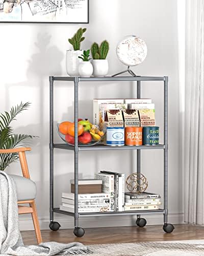 OVICAR 3-Tier Steel Wire Storage Shelving Unit with Wheels