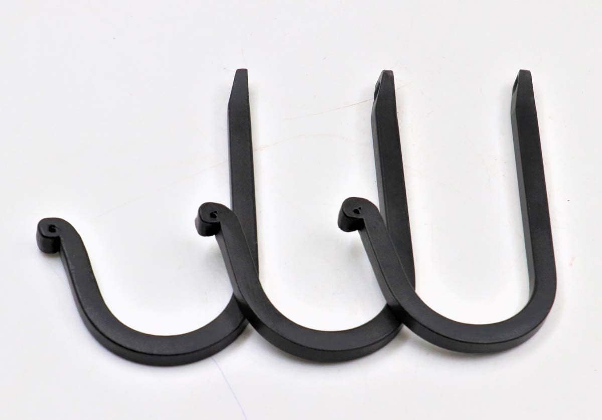 THDC Single Prong Wrought Iron Hooks Vintage Curved Metal Fasteners Heavy Duty Wall Hooks