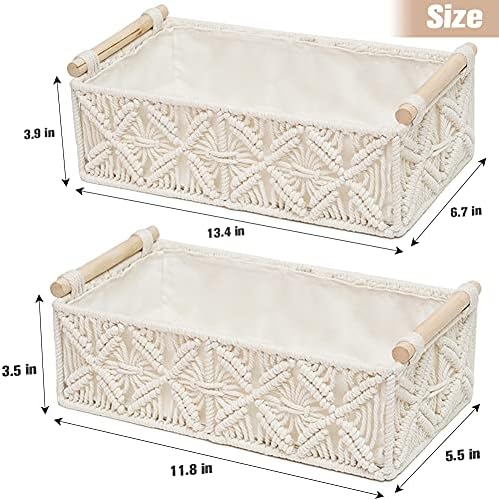 HOSROOME Woven Macrame Storage Baskets Set of 2