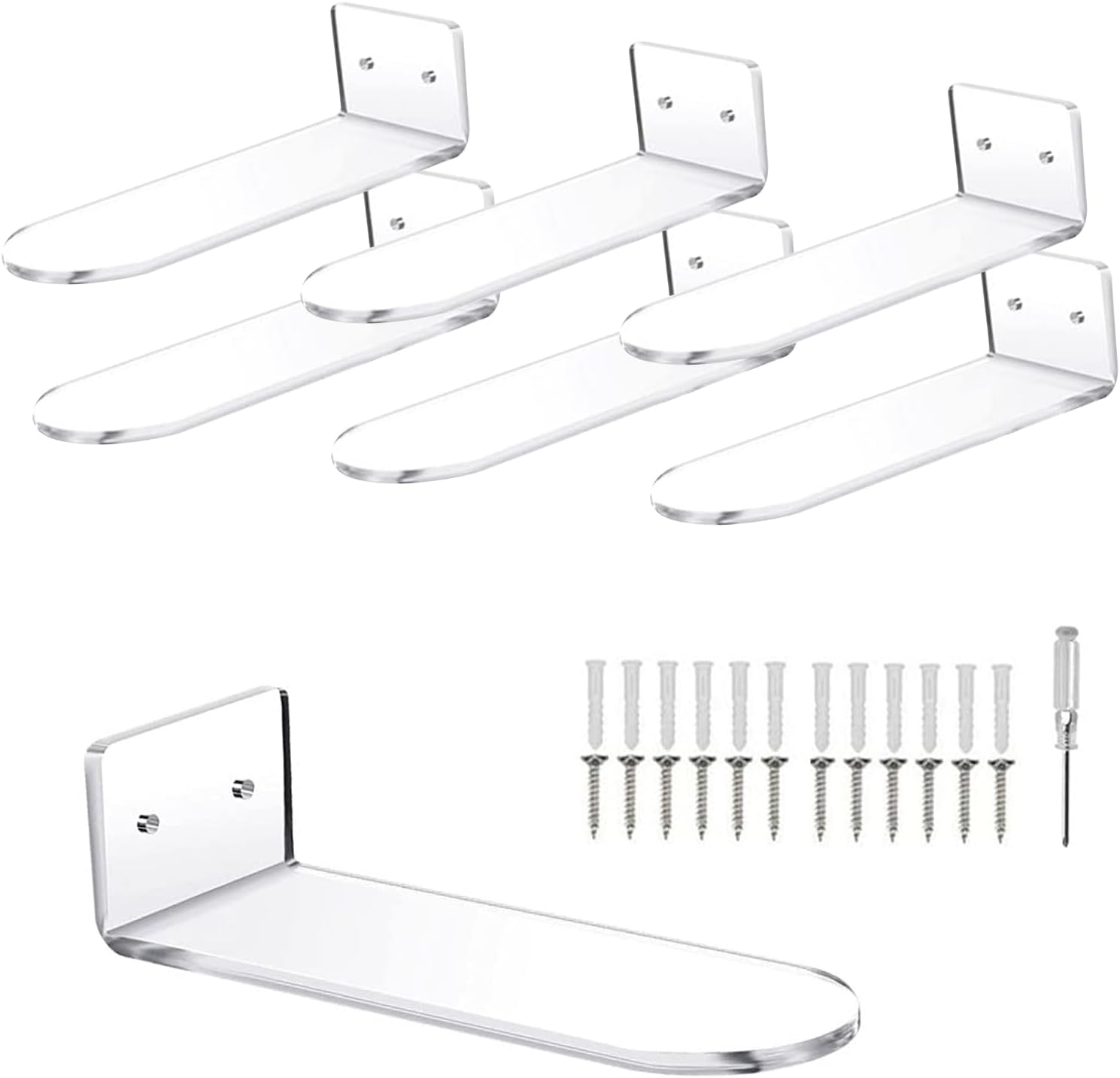 6 PCS Acrylic Floating Shoe Rack Wall Mount Organizer