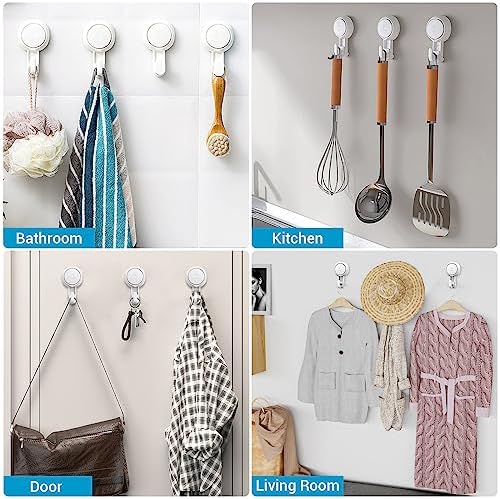 LUXEAR Suction Hooks 6 Pack Heavy Duty Waterproof Shower Door Window Organizer