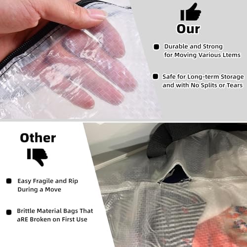 5 Pack Clear Storage Bags with Handles and Zippers