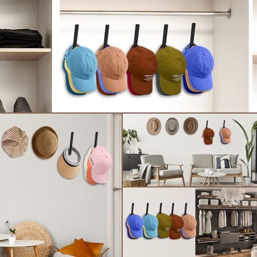 5 Pack Metal Hat Racks for Baseball Caps - Wall Mounted Storage Organizer