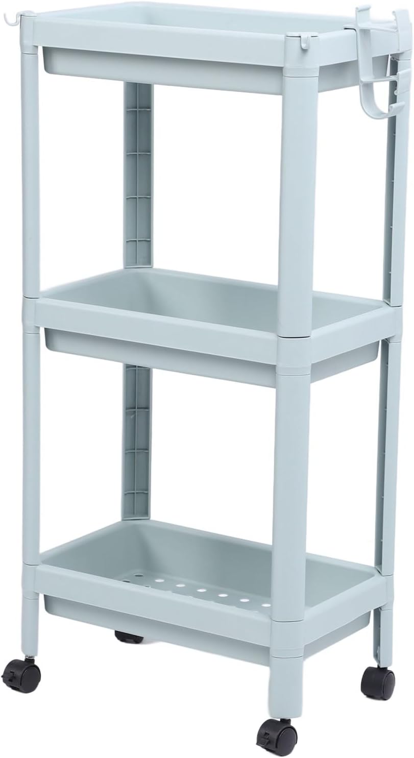Bathroom Floor Storage Shelf with 3 Layers and Wheels