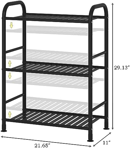 JSB 3-Tier Adjustable Metal Shelving Unit Black