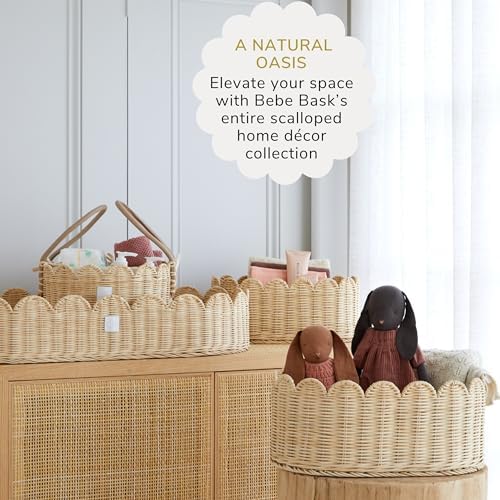 BEBE BASK Scalloped Wicker Wall Basket - 16x10x7 Inch Natural