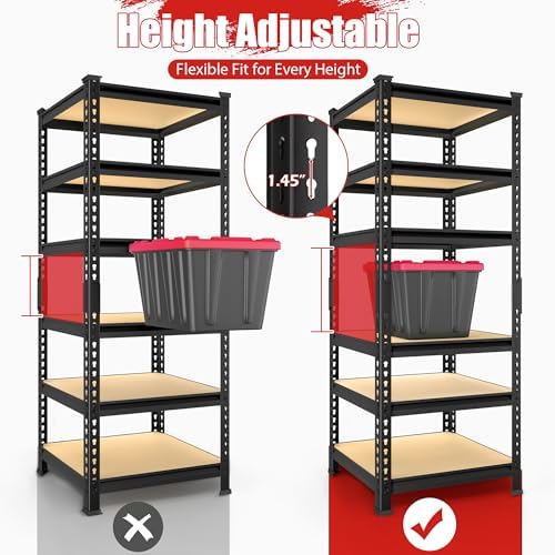 PrimeZone 6 Tier Garage Storage Shelves - Black