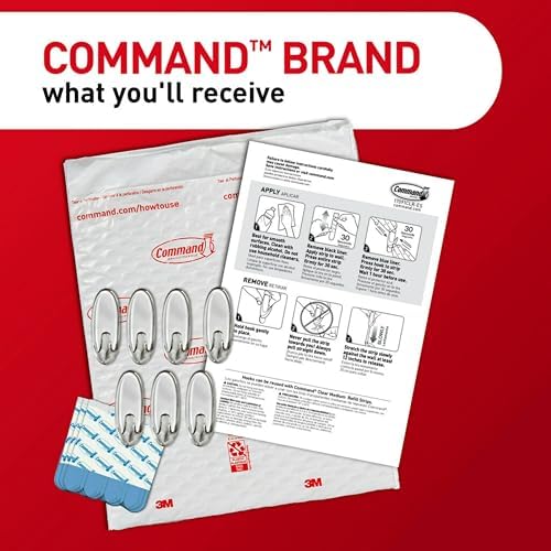3M Command Medium Clear Wall Hooks with Adhesive 7 Hooks and 12 Strips