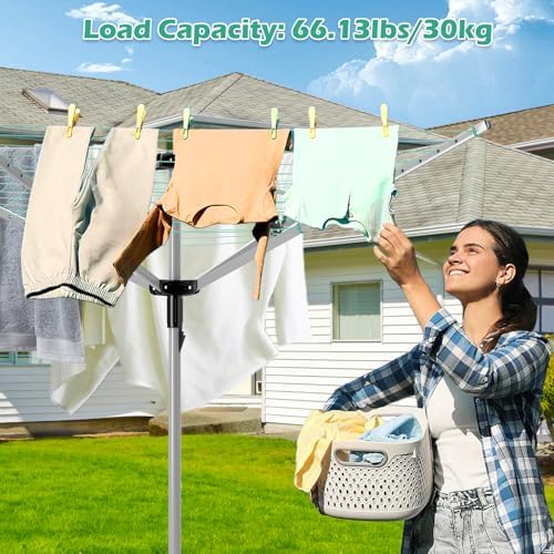 Rotary Umbrella Drying Rack with 4 Arms and 165 Feet Clothesline