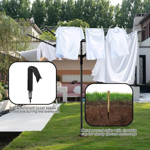 Heavy Duty Outdoor Umbrella Drying Rack with 12 Lines