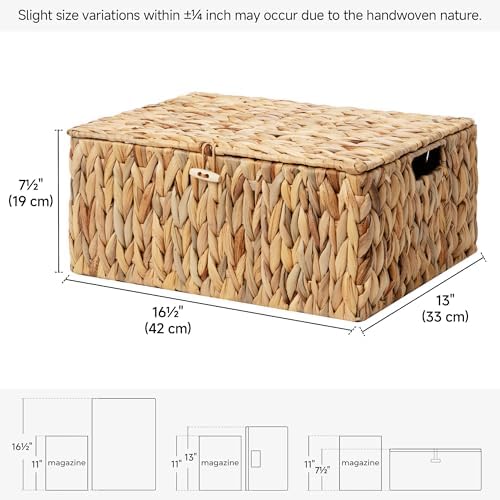 StorageWorks Extra Large Wicker Baskets with Lid for Organizing