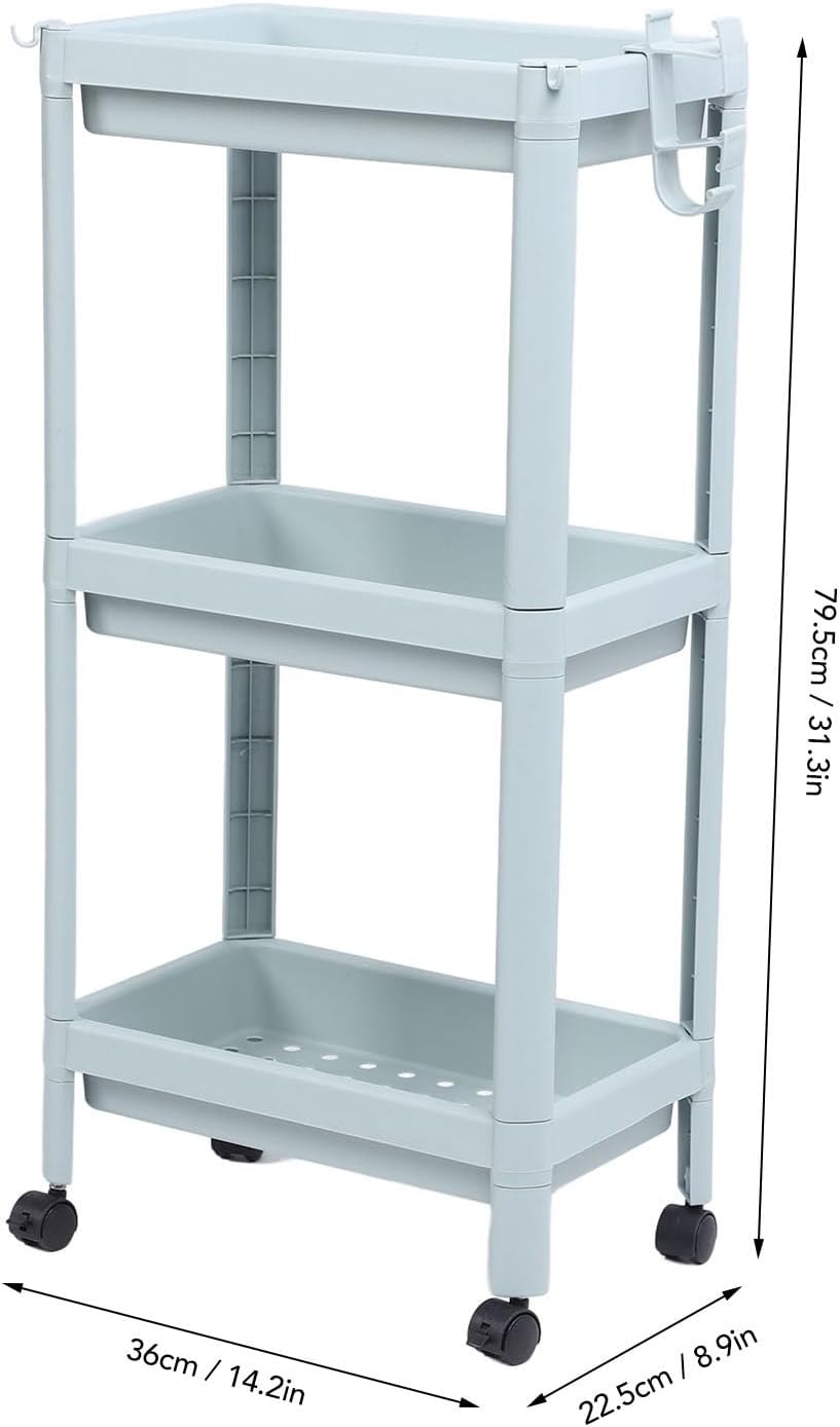 Bathroom Floor Storage Shelf with 3 Layers and Wheels