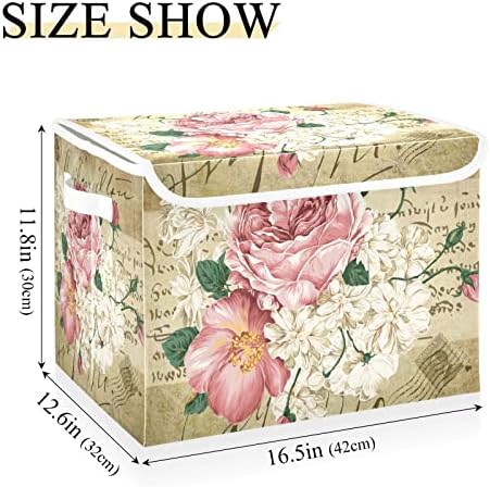 Senya Flower Storage Baskets with Lids Vintage Rose Design