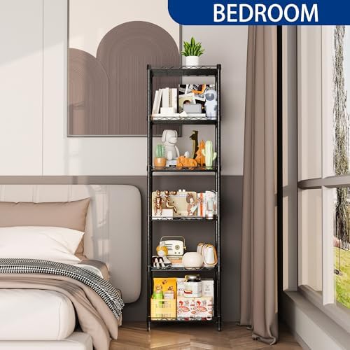 REGILLER 6-Way Adjustable Steel Shelving Unit Black