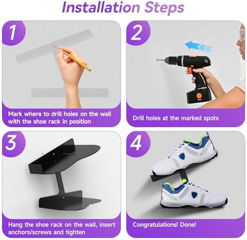 AIYOTAR 2 Pack H Type Wall Floating Shoe Rack