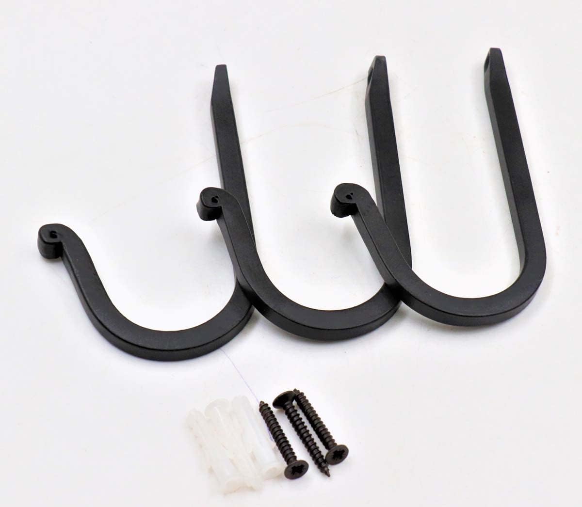 THDC Single Prong Wrought Iron Hooks Vintage Curved Metal Fasteners Heavy Duty Wall Hooks