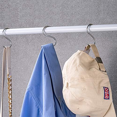 40 Pack S Hooks - Heavy Duty Stainless Steel Hooks for Kitchen Bathroom Closet Workshop Use