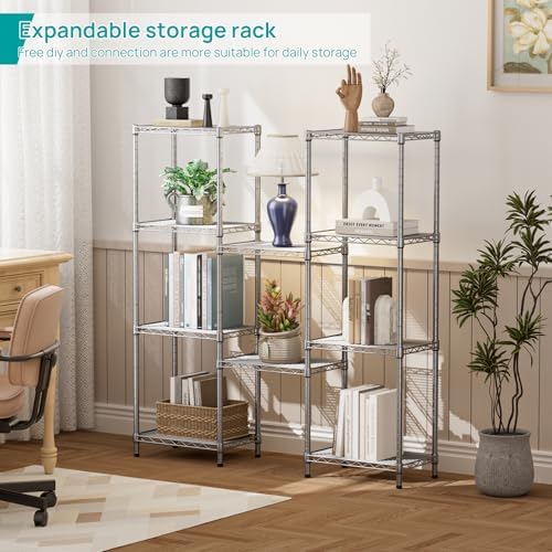 SINGAYE 5 Tier Adjustable Wire Shelf Unit Gray