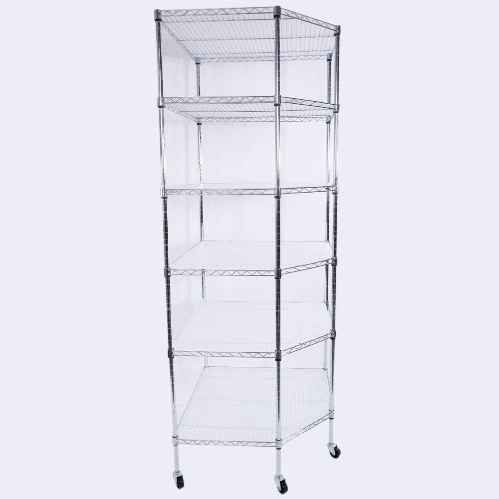 6 Tier Wire Shelving Unit on Wheels for Home Organization