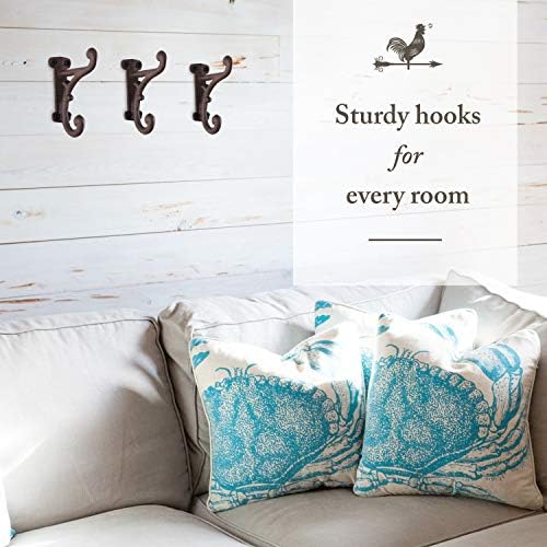 Rustic Cast Iron Coat Hooks 3 Pack Dark Brown