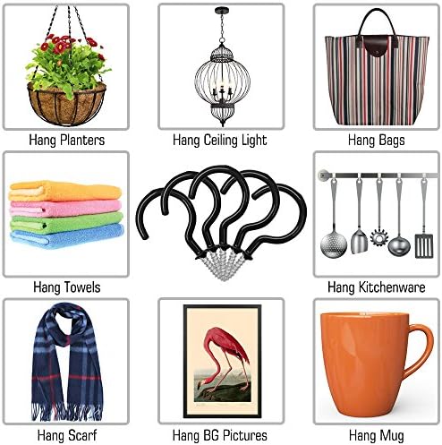25 Pack Vinyl Ceiling Hooks for Kitchen Storage - Black