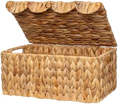 StorageWorks Wicker Basket with Scallop Lid 13x9x6