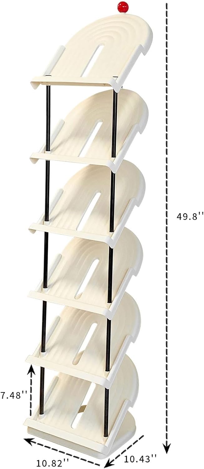 Narrow 6 Tier Plastic Shoe Rack for Home Entryway and Corner