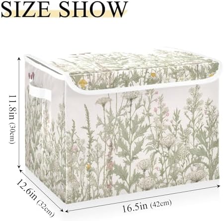 Xigua Foldable Lidded Storage Bins with Handles for Home and Office