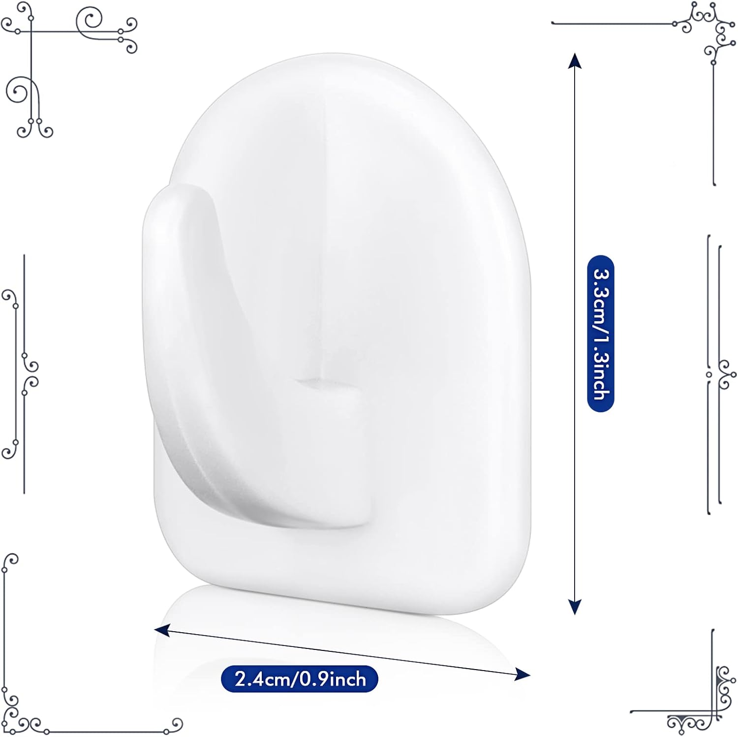 Jetec 60 Piece White Reusable Adhesive Hooks