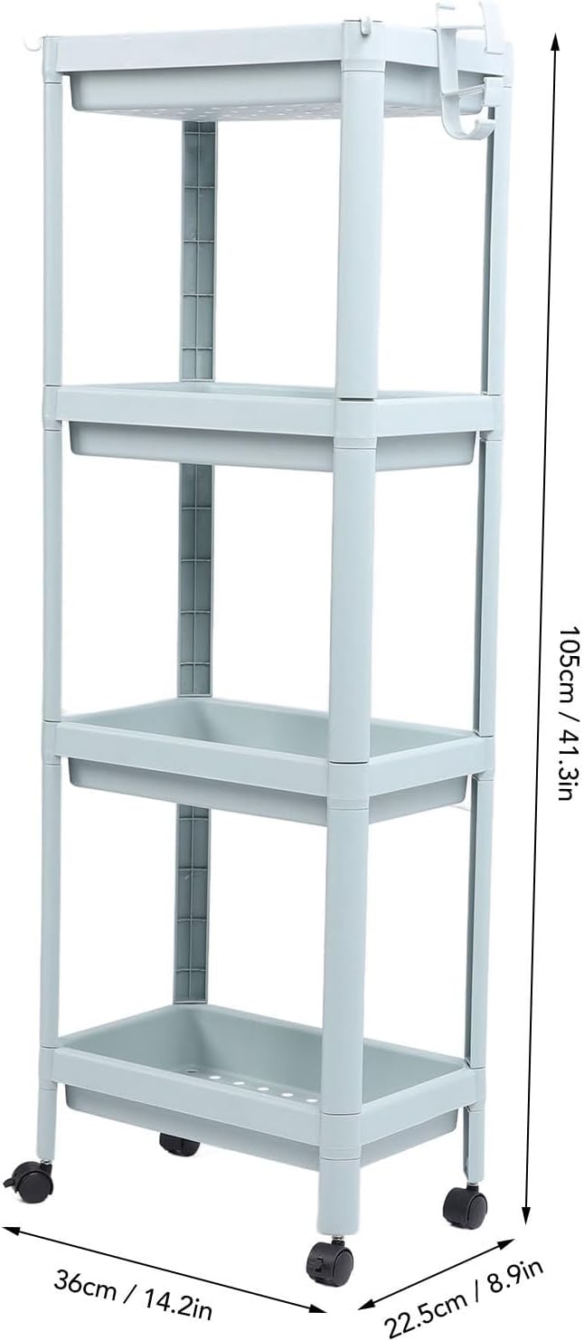 Bathroom Floor Storage Shelf 4 Tier With Wheels