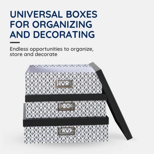 Soul Lane 3 Piece Black and White Storage Boxes with Lids